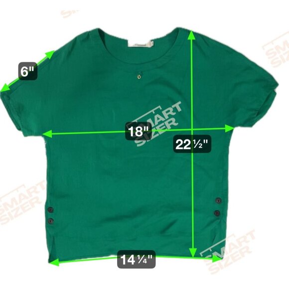 Beinidi Green Short Sleeve Satin/Silk material Side Button Detail - Picture 2 of 9